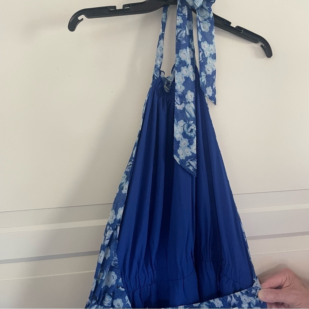 New! Chelsea28 Blue Surf Astr Floral Strapless Dress Nwt 30975 — image 5 of 8